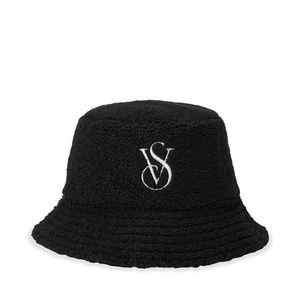 Victoria's Secret Reversible Teddy Bucket Hat Black One Size NEW